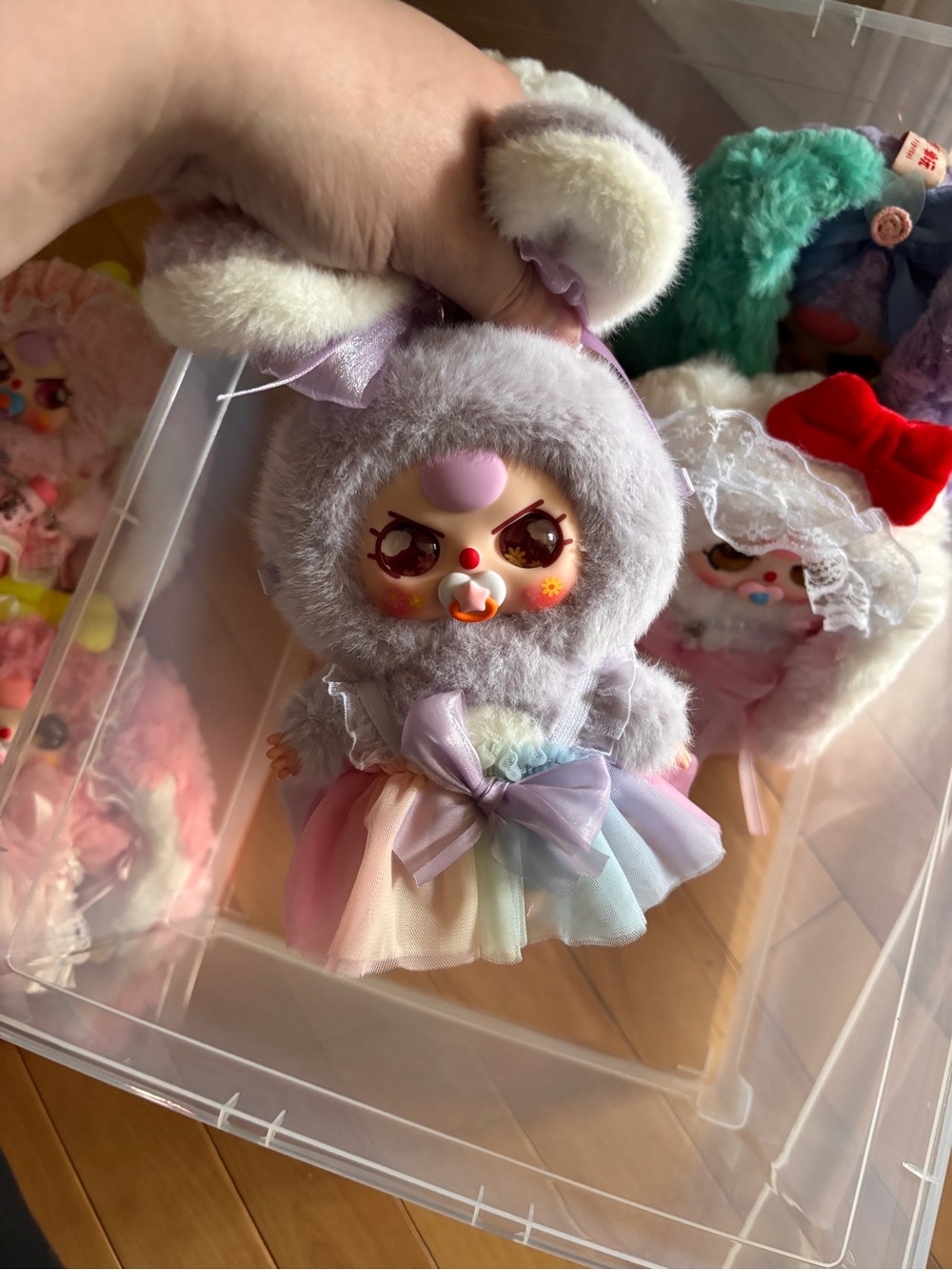 Pastel Bunny Plush Doll with Rainbow Tulle Skirt